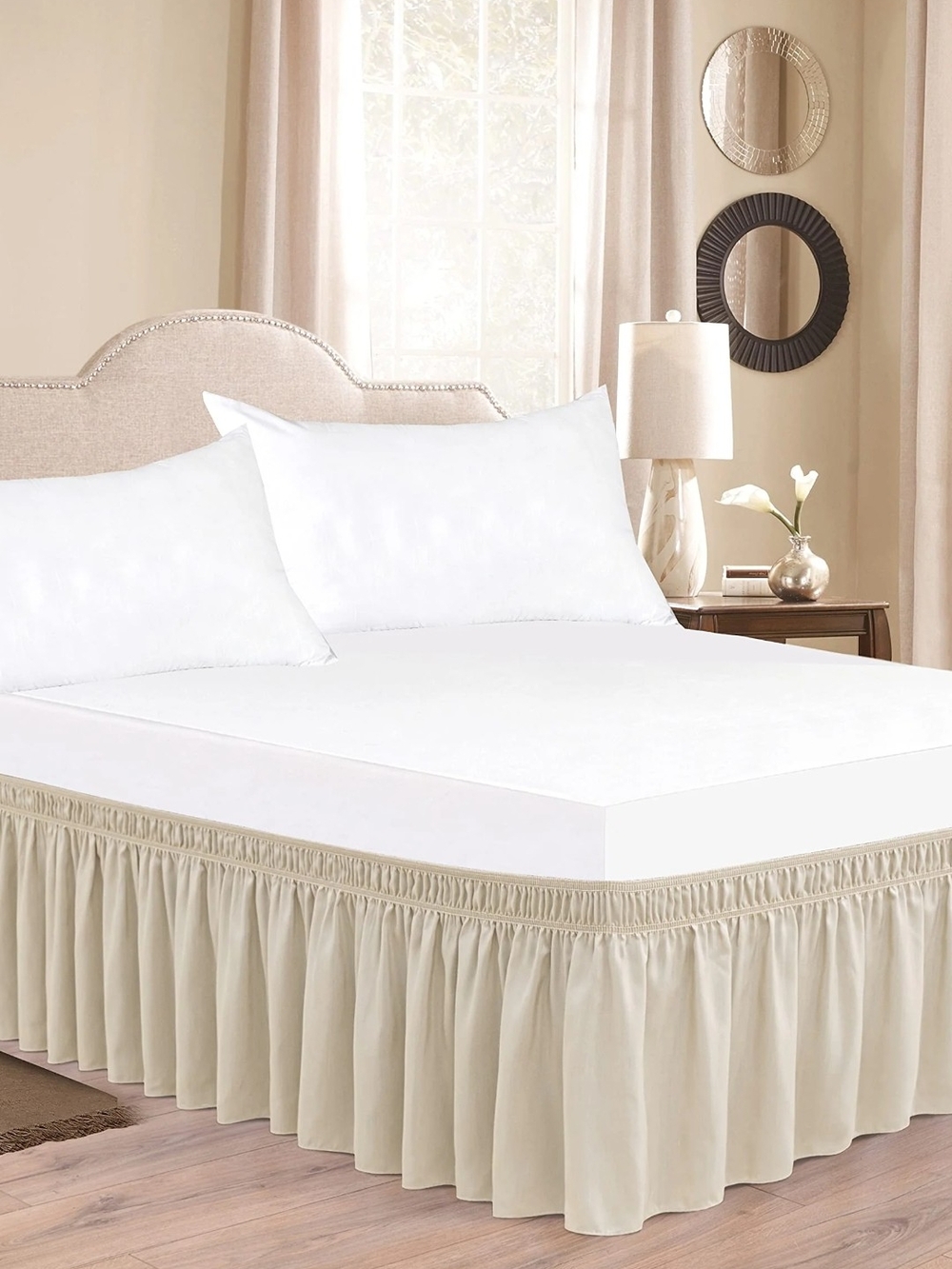 Biscaynebay Wrap Around Bed Skirt For King & Cal King Beds 18" Drop.